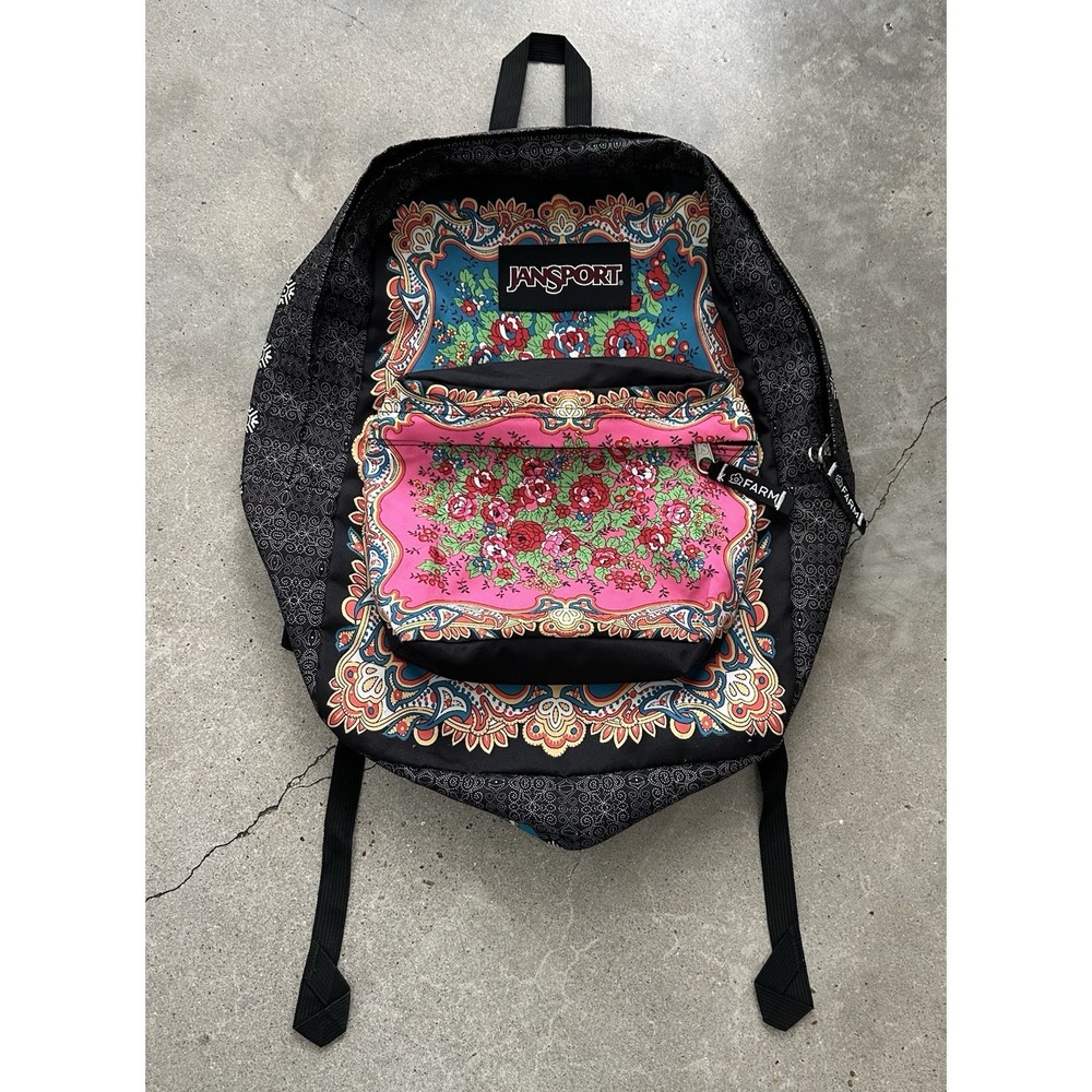 RARE JanSport x FARM Rio Porto Claro Mixed Floral Paisley Backpack Bag School